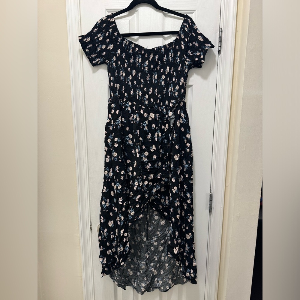 Floral black high-low dress